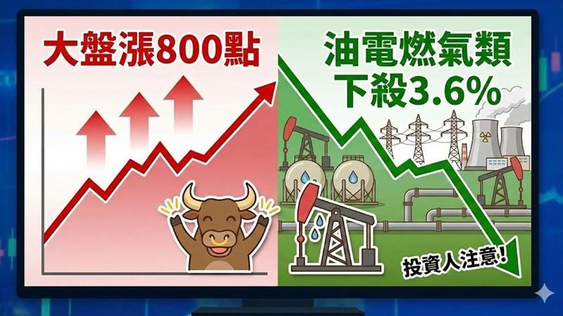 2026年台股開紅盤，加權指數大漲近800點站上2萬9，市值大增2.5兆元。但幾家歡樂幾家愁，資金瘋狂湧入電子股，「這族群」卻慘淪提款機，逆勢下殺3.63%成重災區！統計顯示，光電與半導體吸金，防禦型類股慘遭拋棄，投資人賺了指數賠了價差，千萬別貿然接刀。（AI製圖）