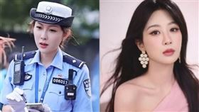 北京近日出現一名撞臉楊紫（右）的年輕女交警張鈺（左），引發網路熱議。（圖／翻攝自微博）