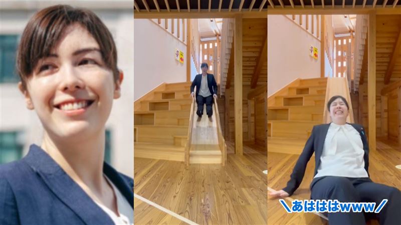日美女大臣溜滑梯片爆紅　百萬人搶看笑翻