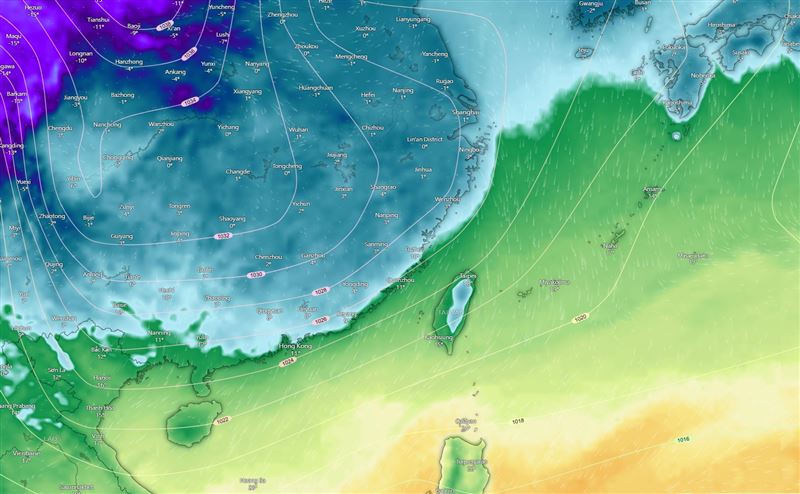 「台灣颱風論壇｜天氣特急」分享歐洲數值模式預設6日凌晨的溫度分布圖。（圖／翻攝自台灣颱風論壇｜天氣特急 臉書）
