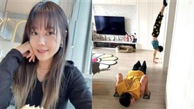女星嚴立婷在臉書上分享老公和兒子在運動的畫面。（圖／翻攝自嚴立婷 Willson & Tina 臉書）