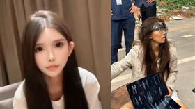 中國一名女網友在柬埔寨街頭流浪。（圖／翻攝自微博）