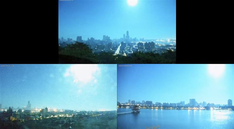 蓮池潭、壽山、旗津海水浴場3個即時影像拍下火流星。（圖／翻攝高雄旅遊網）