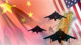 中國國旗、美國國旗、戰機、台灣地圖(圖/翻攝自PIXABAY)