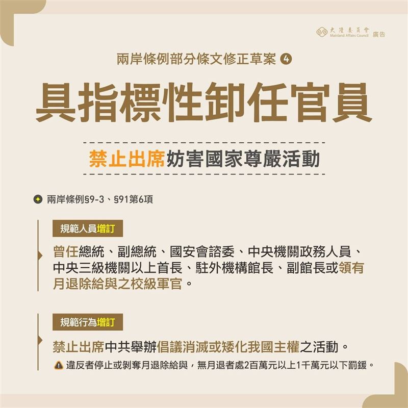 陸委會表示，《兩岸條例》修法只有禁止赴中國出席妨害國家尊嚴活動。（圖／陸委會提供）