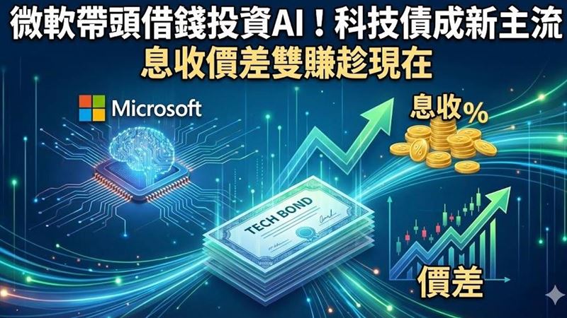 AI軍備競賽燒錢！預估未來資本支出衝上3兆美元，科技巨頭現金流告急，微軟、亞馬遜帶頭發債籌資，引爆新一波「科技發債潮」。群益投信林宗慧建議，2026年投資應回歸「息收」本質，鎖定收益率5-6%的投資級債，採取「保本富息」策略，用高債息抵禦股市波動，穩穩打造現金流。（AI製圖）