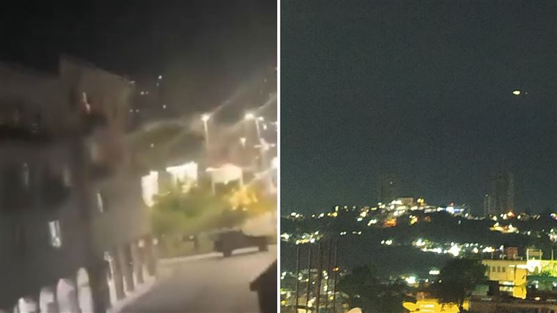 委內瑞拉總統府附近爆發槍戰，可見疑似軍車在街上快速駛過，防空系統朝空中無人機射擊。（圖／翻攝自X平台 @@joseramontrve）