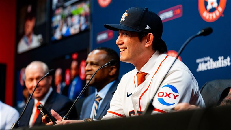 今井達也在太空人加盟記者會上透露不會參加經典賽。（圖／翻攝自太空人 X）