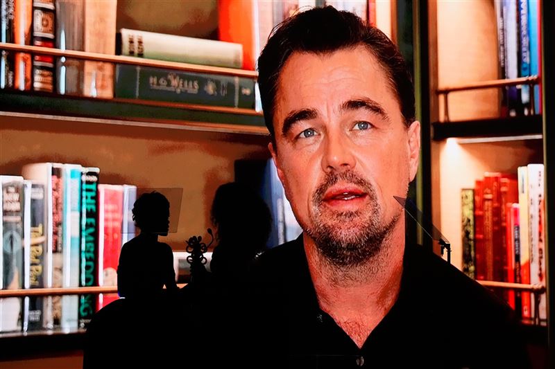 李奧納多狄卡皮歐由於受困只好先預錄致詞影片。(圖/美聯社/達志影像)