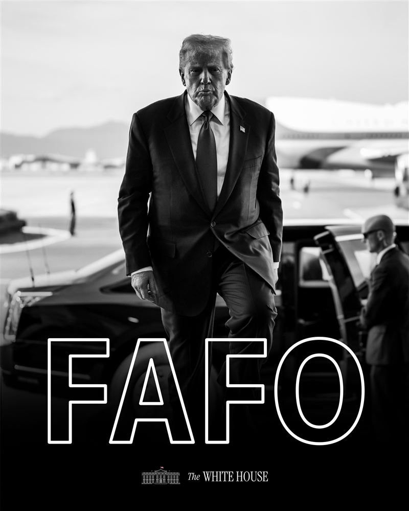 白宮PO出去年底川習會的機場照，被外界推測是在警告中國。（圖／翻攝自白宮X）