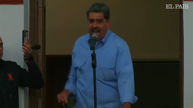 經查核，馬杜洛2024年7月底總統大選獲勝連任後，對著政敵岡薩雷茲的叫囂，並非對美國嗆聲。（圖／翻攝自YT @EL PAÍS）