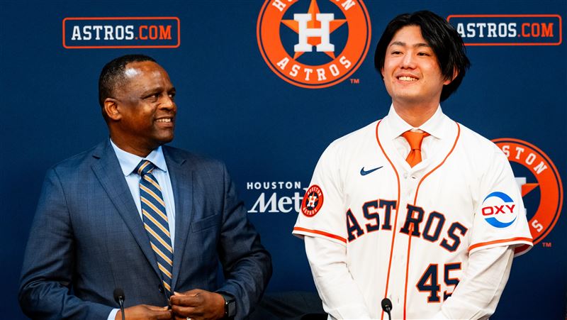 今井達也出席太空人加盟記者會。（圖／翻攝自太空人 X）