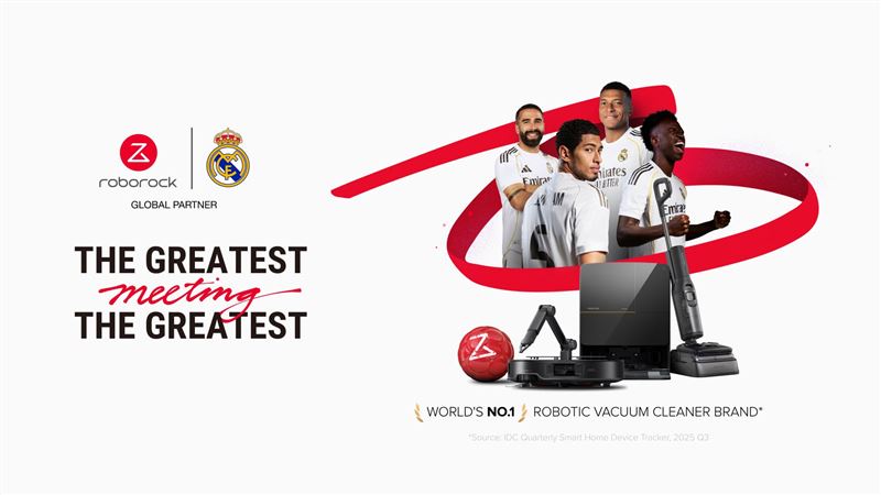 Roborock石頭科技與世界頂級足球俱樂部皇家馬德里跨界合作，以雙方對創新及卓越表現的共同追求，將於2026年共同締造雙品牌巔峰成就