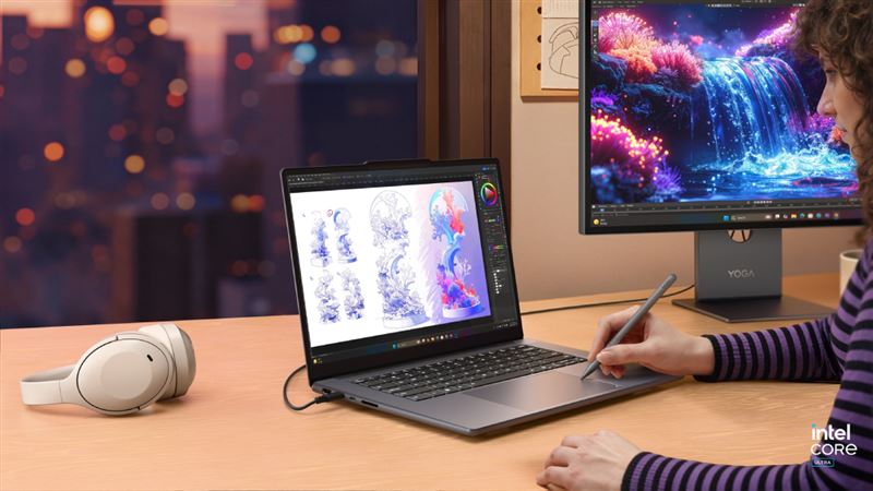 Yoga系列Aura Edition專為消費者打造的AI PC,將個人化效能、沉浸式娛樂體驗與多元創作彈性濃縮於輕薄機身之中