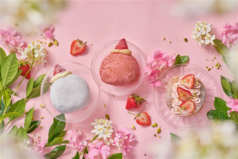 雪系町生ドーナツ草莓季全系列。(圖/品牌業者提供)