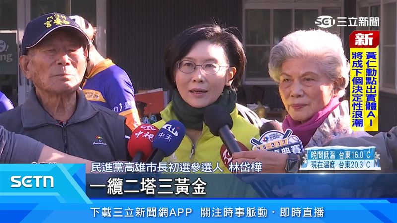 民進黨高雄市長參選人林岱樺提出「一纜二塔三黃金」觀光願景