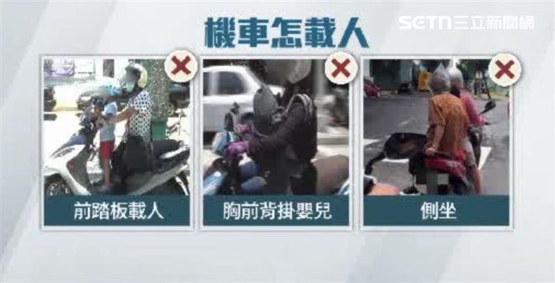 除了圖中的載人方式錯誤外，沒戴安全帽也要罰。（圖／資料照）