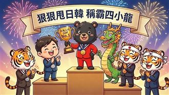 台灣經濟寫下歷史新頁！星展銀行最新報告指出，受惠AI熱潮，2025年台灣GDP成長率達7.2%，人均GDP更以3.8萬美元首度同時超越日韓，榮登亞洲四小龍之首。展望2026，GDP預估仍有4.8%強勁表現。但專家也示警，經濟將呈「K型發展」，科技業一支獨秀，傳產與房市則面臨寒冬，投資人應留意風險。（AI製圖）