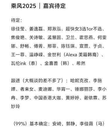 浪姐7名單。（圖／翻攝自微博）