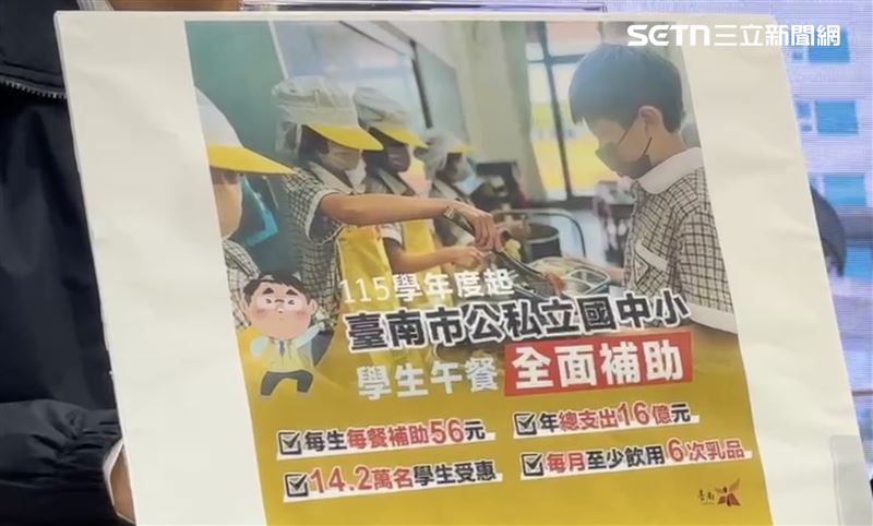 黃偉哲表示，每人每餐補助56元，每年將增加16億元經費。（圖／翻攝畫面）