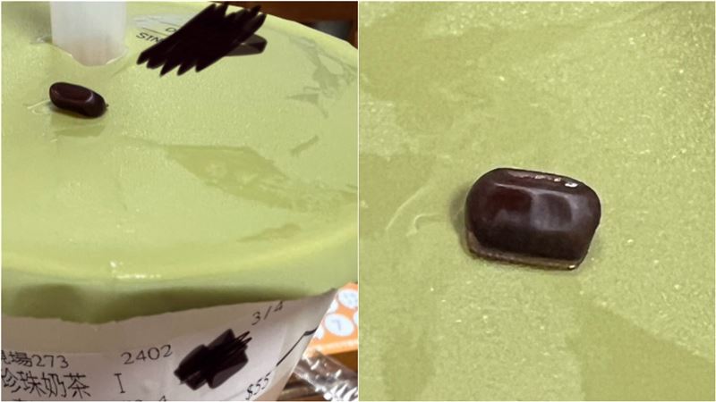 網友在飲料內喝到蟑螂蛋。（圖／取自threads）