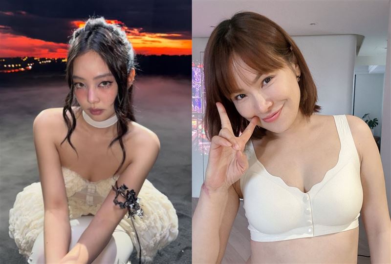 Jennie（左）機場臭臉遭炎上，陳沂（右）發文力挺。（圖／翻攝自IG @jennierubyjane、陳沂臉書）