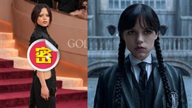  《星期三》女星珍娜奧蒂嘉紅毯火力全開！側腰全空I字遮點（圖／美聯社／達志影像）