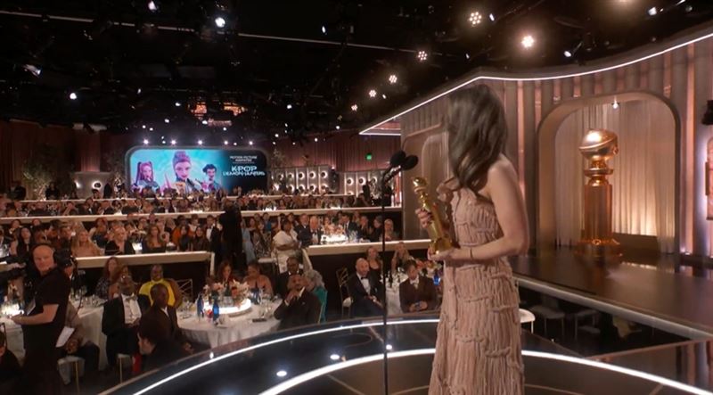 《Kpop 獵魔女團》拿下金球獎「最佳動畫片」。（圖／翻攝自Golden Globes）