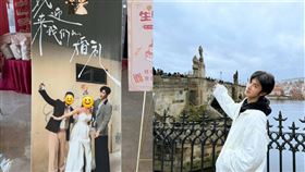 新郎新娘把跟陳哲遠的合照當成婚宴迎賓照。（圖／翻攝自微博）