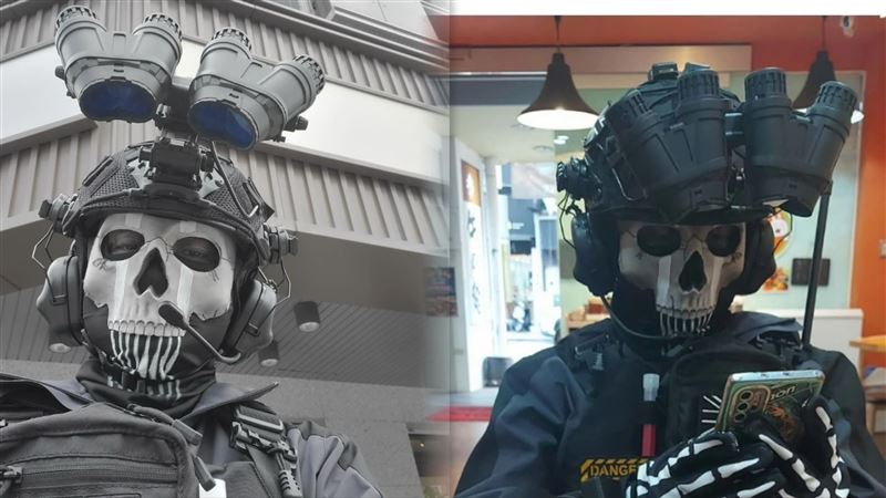 女子裝扮成電玩“決戰時刻”的「幽靈」。（圖／翻攝自當事人社群）