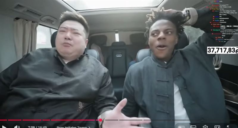 瑞哥模仿川普太像了，甲亢哥驚到飆髒話。（圖／翻攝YT@IShowSpeed）