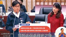 陳玫娟（右）問政犀利，已連任6屆高雄市議員。（翻攝高雄市議會）