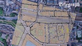 英媒披露疑似未遮蔽的中國倫敦新使館設計圖，地下空間規模龐大，緊鄰金融與網路關鍵設施，引發國安疑慮。（翻攝自YouTube/The Telegraph）