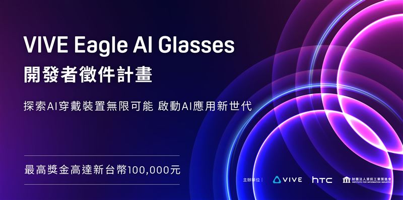 VIVE Eagle AI Glasses開發者徵件計畫邀開發者、創作者、企業與研究團隊提出以VIVE Eagle AI智慧眼鏡為核心的原創應用構想。（圖／宏達電提供）