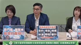 黃國昌返國後稱他反對國防特別條例「決心更強烈」，綠營大酸「他一定是想成去超商買口香糖」。（圖／翻攝自民進黨立院黨團YT）