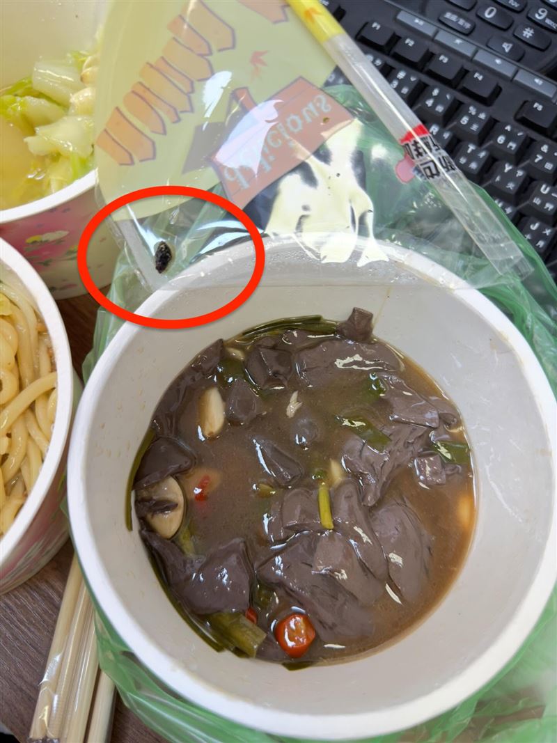 新竹市知名鴨肉麵店遭爆食物中有蒼蠅。（圖／翻攝自Threads）