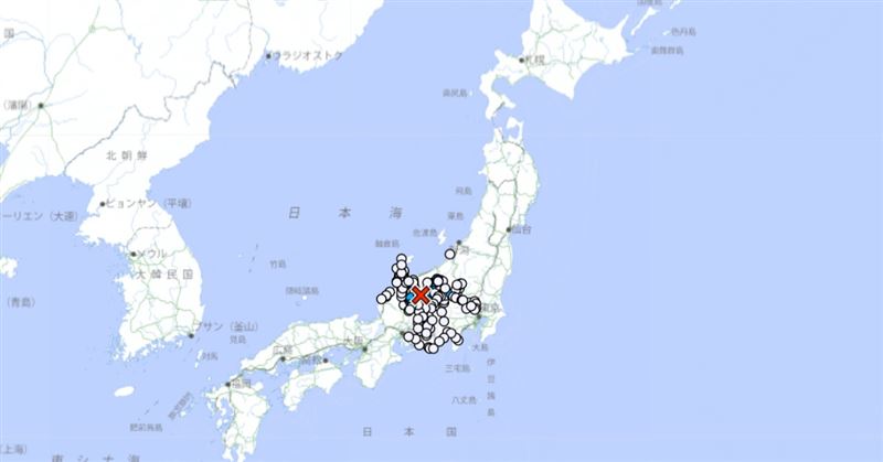 日本岐阜縣「飛驒地方」發生規模5.2地震。（圖／翻攝自日本氣象廳）
