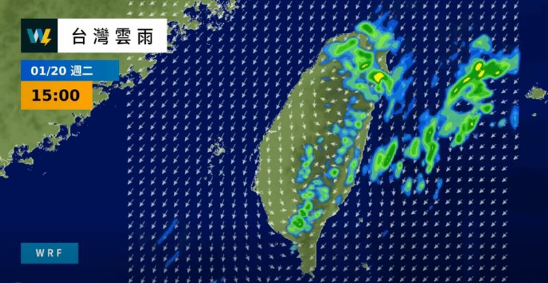 下週起北方冷空氣持續遞補南下，環境水氣偏多。（圖／翻攝自天氣風險 WeatherRisk）