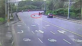 宜蘭蘇澳移山路段14日發生一起車禍，一名女子騎車行經該路段時，突然有猴子從路旁衝出穿越馬路，女子受到驚嚇不慎自摔，之後又有4隻猴子陸續衝過馬路，引起其他駕駛人恐慌。（圖／翻攝畫面）