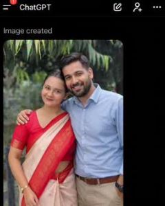 印度一位女兒用AI生成和男人的合照，騙媽媽自己有男友了。（圖／翻攝自IG）
