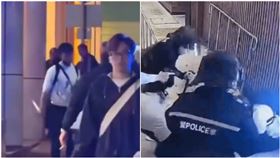 犯嫌持刀亂晃還挾持路人，遭警方開2槍擊斃。（圖／翻攝畫面）