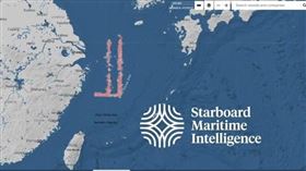 船隻定位資料顯示，中國漁船於去年耶誕節期間在東海大規模進行陣列式聚集。（圖取自x.com/StarboardIntel）