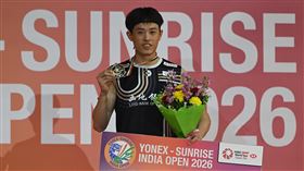 林俊易直落2奪下印度羽球公開賽冠軍。（圖／翻攝自X平台 @BAI_Media）