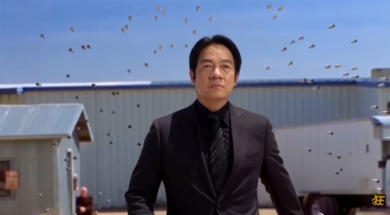 總統賴清德穿梭槍林彈雨毫髮無傷。（圖／翻攝卡提諾YT）