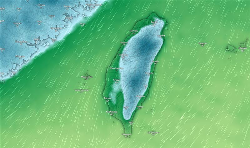 「台灣颱風論壇｜天氣特急」今（19）天貼出「歐洲模式週三（21日）深夜溫度分布圖」指出，即將南下的強烈冷氣團，整體強度相當接近寒流等級！（圖／翻攝自台灣颱風論壇）