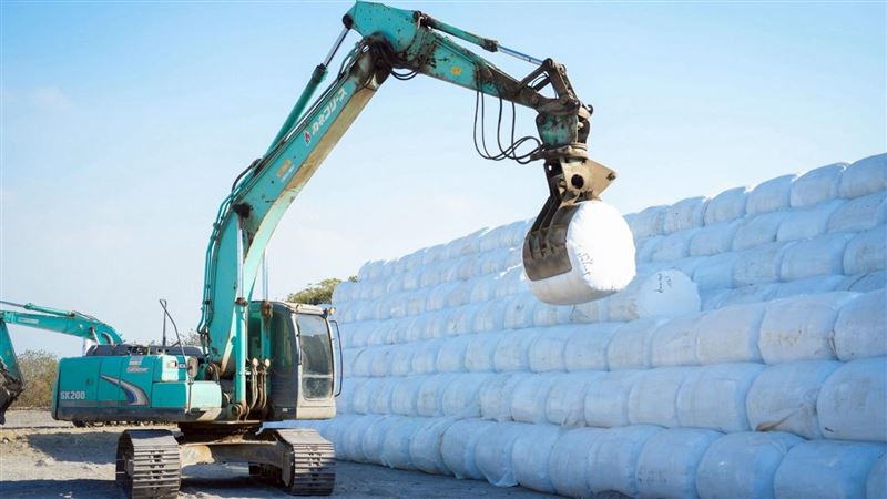 台中市大里垃圾山打包的垃圾送到文山掩埋場堆置，因在地人士反對打包計畫暫停。（圖／台中市環保局提供）