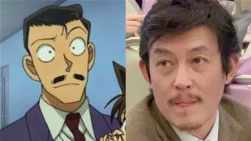 陳冠希蓄鬍造型加上穿西裝，神似毛利小五郎。（圖／翻攝凱莉老師小紅書、資料照）