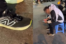 男子在鞋子上綁上密錄器，再趁機接近穿短裙的女子偷拍。（圖／翻攝自Threads @z_wm1）