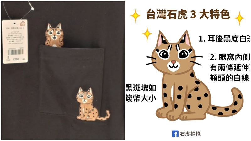 NET電繡石虎衣服（左）疑涉侵權。（圖／翻攝自石虎抱抱臉書）