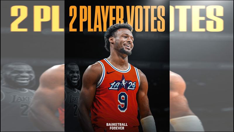 「詹皇之子」布朗尼（Bronny James）竟然拿到2張明星賽球員選票。（圖／翻攝自X平台 @bballforever_）